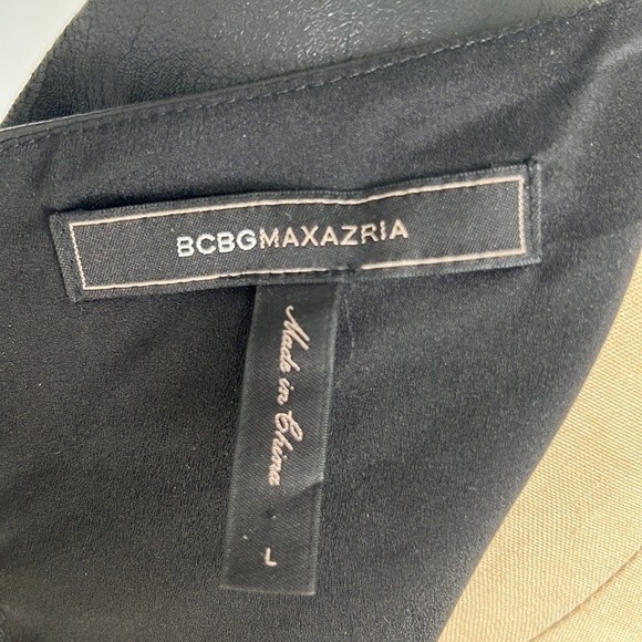 BCBGMaxAzria Black Faux Leather Top Sleeveless Tank Peplum Waist Size Large - Picture 7 of 9